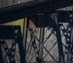 Eagle frolicking by the James River trestle entertained me while waiting for the NS research and test train to show up.